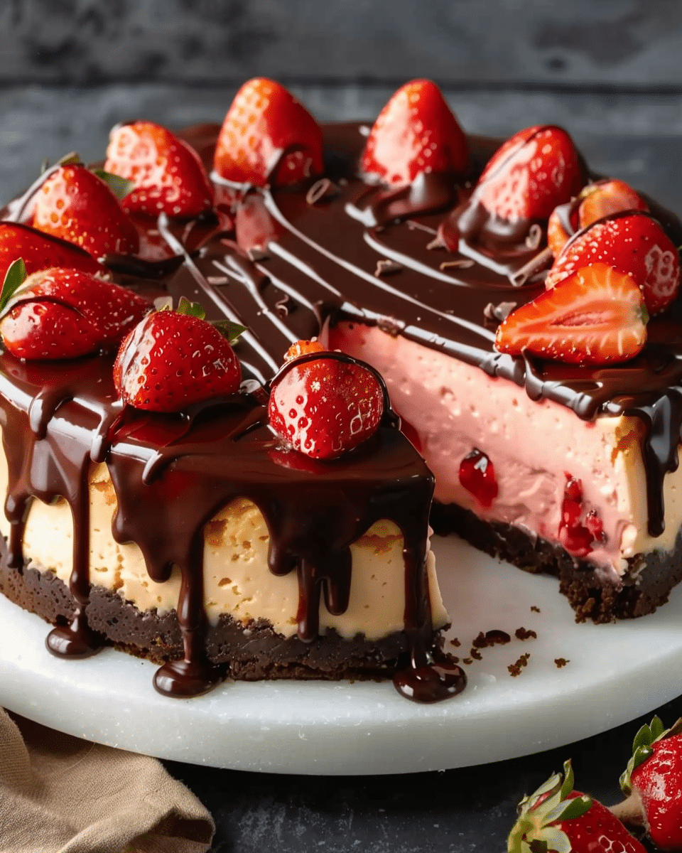 Chocolate Covered Strawberry Cheesecake